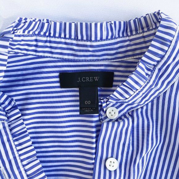 J Crew Ruffled Striped Button Up Shirt - Picture 2 of 4